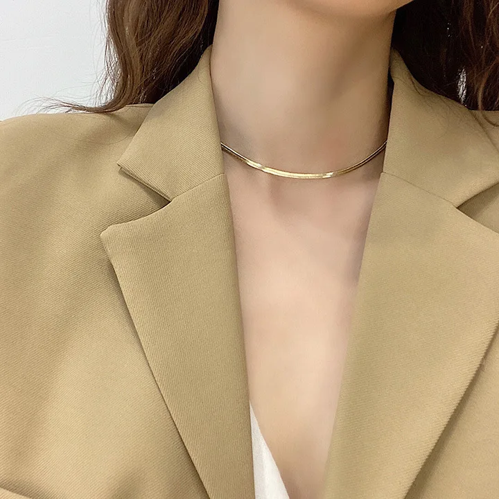 

2020 fashion gold plated simple snake chain necklace