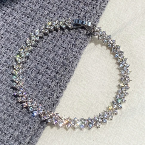 

2021 New Tennis Chain Bracelet Women Jewelry Charm Diamond White Gold Plated Bracelet