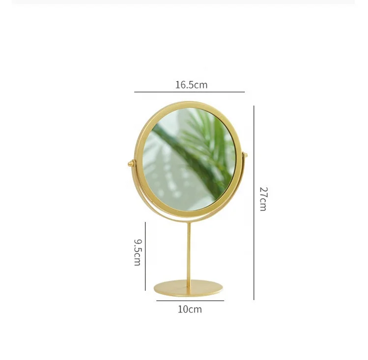 

Makeup Mirror Light luxury retro European metal gold home desktop desktop square round mirror dormitory makeup mirror, Picture