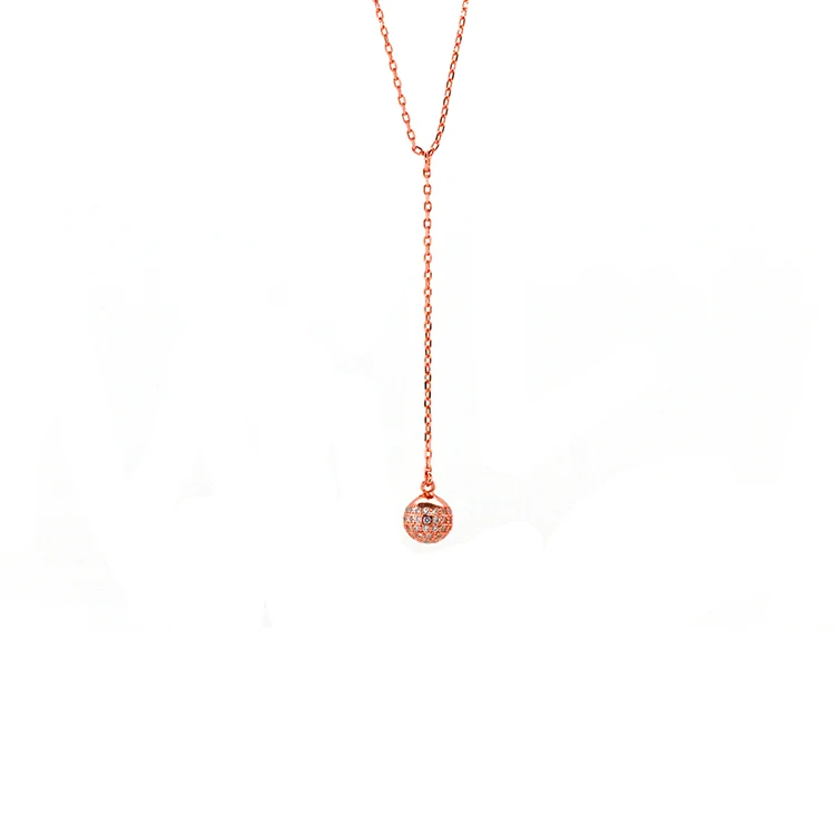 

Rose Gold Plated Zircon Bead Necklace Personalized Nameplate Women Necklace