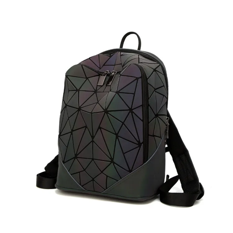 

2019 new Japanese style stitching geometric backpack luminous, Black