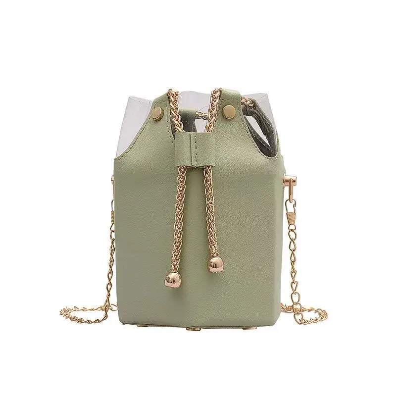 

New fashion Simple mini PU leather bucket daily used women crossbody cute handbags and purses chain bags girls, As the picture shown or you could customize the color you want