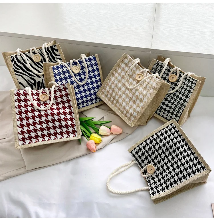 

Wholesale Price Houndstooth Designer Handbags Ladies Handbags Button Lunch Bags For Women