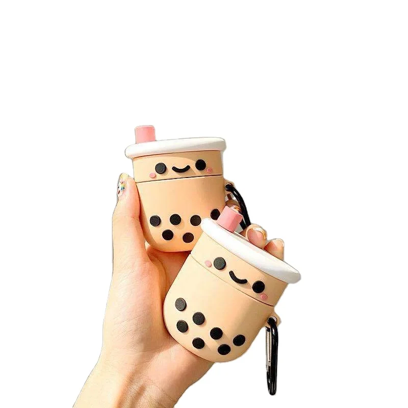 

Food boba milk tea design shape airpod case for girls