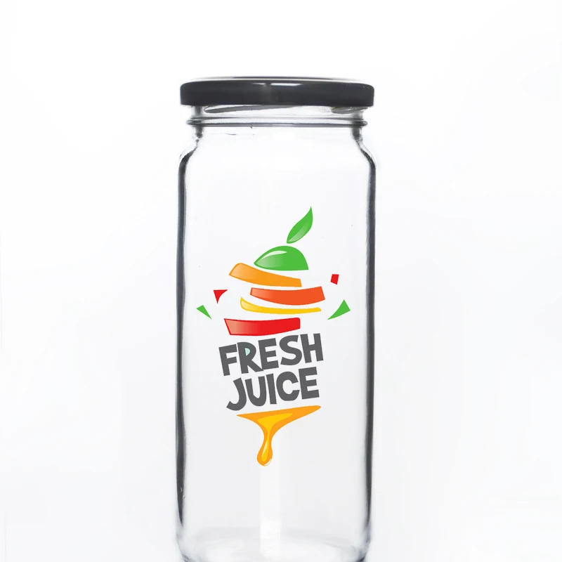 Stocked 16oz Empty Round Clear Glass Juice Jars For Smoothies Glass