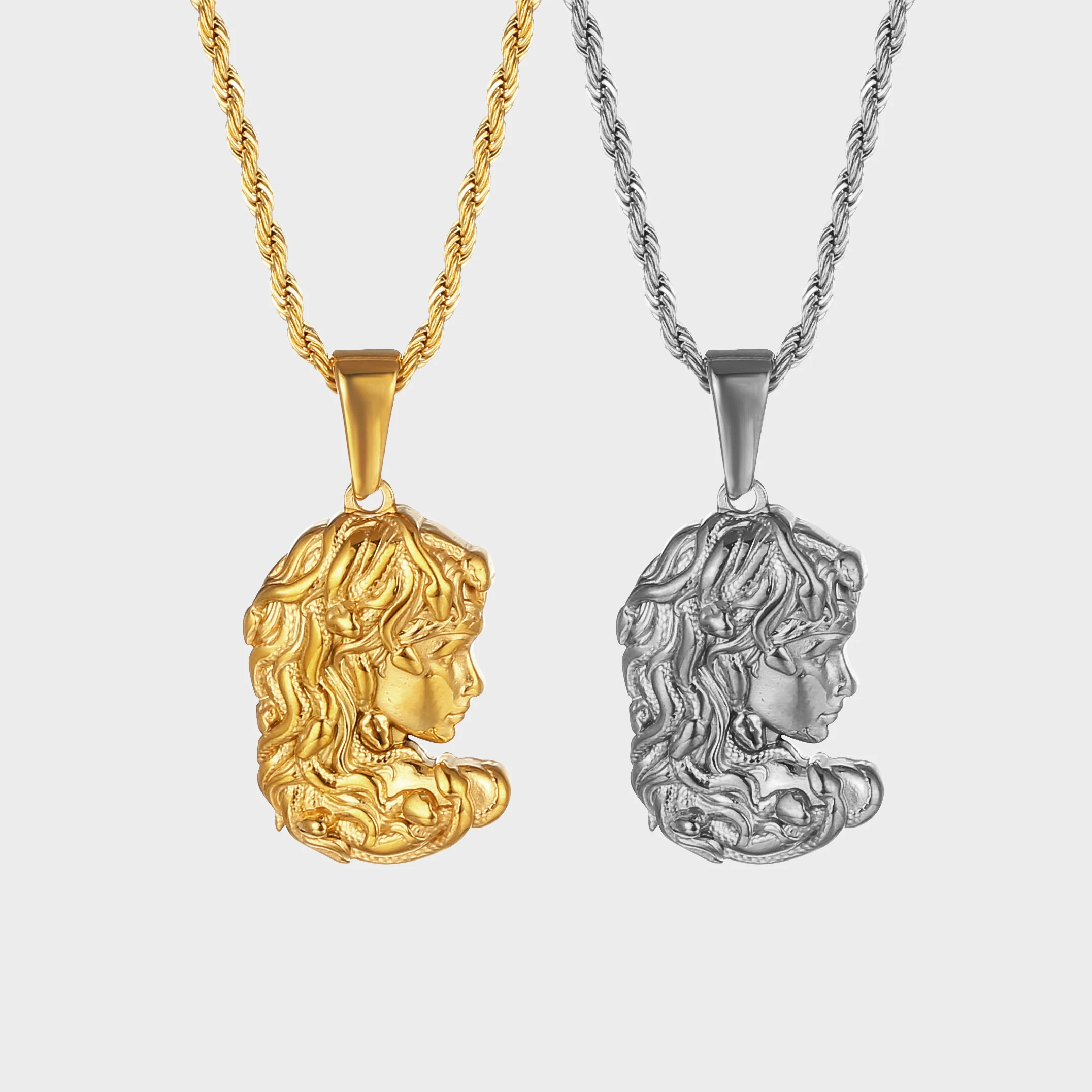 

Boyfriend Girlfriend Gift Medusa Mythology Necklace Greek Gods Jewelry Gold Snake Medusa Coin Pendant Boho Necklaces