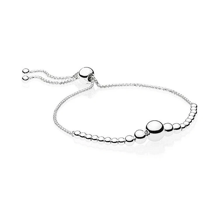 

New products elegant 925 silver string of beads slider bracelet, Silver color