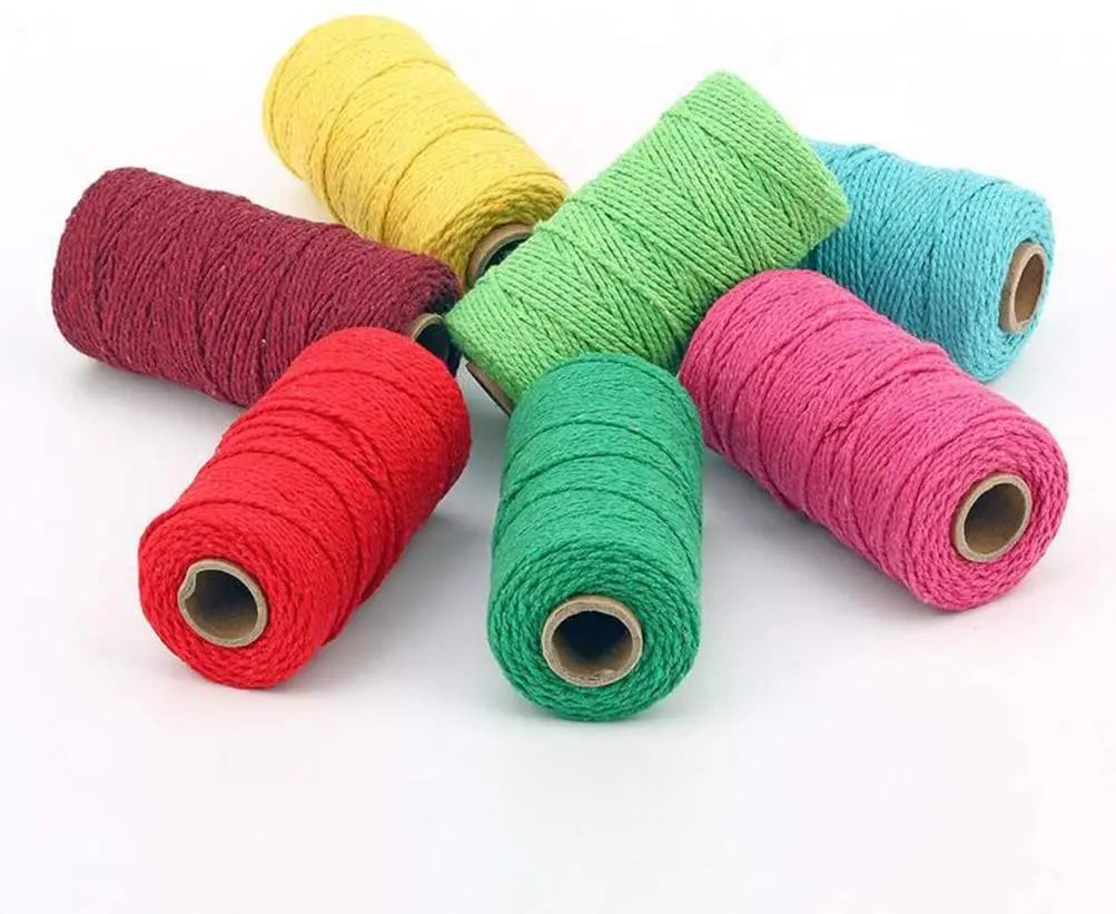 

factory wholesale braided all color macrame 3ply cotton rope