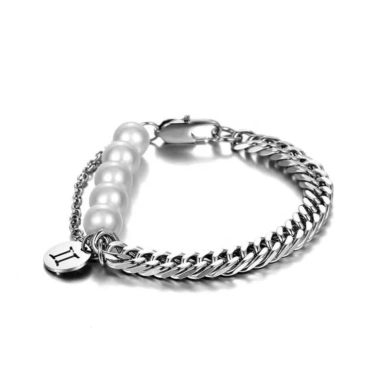 

New Arrival Fashion Pearl Jewelry Men Women Multi Layers 316L Stainless Steel Cuban Chain Bracelets, Silver