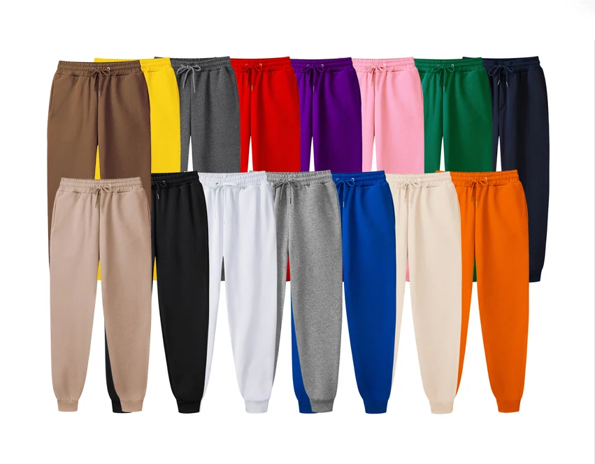 

OEM Wholesale fashion trackpants 13 colors blank sweatpants custom jogging pants printing plain fleece nude sweat jogger men, Customized color