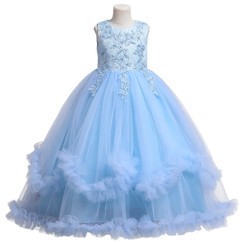

2022 New arrival girl princess dress sleeveless applique long Wedding flower girl dress party dresses for kids girls