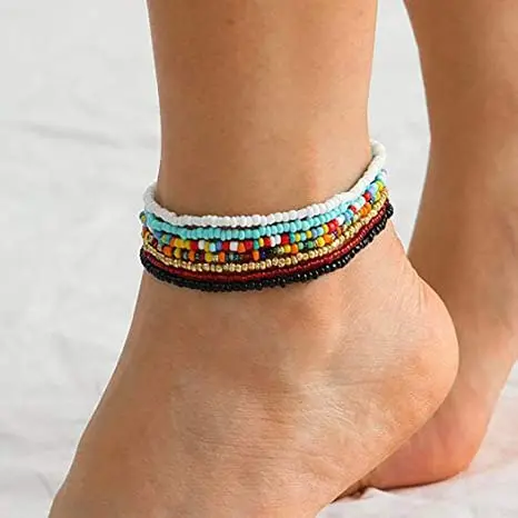 

Boho Handmade Beads Multilayered Anklet Colorful Beach Anklets for Women