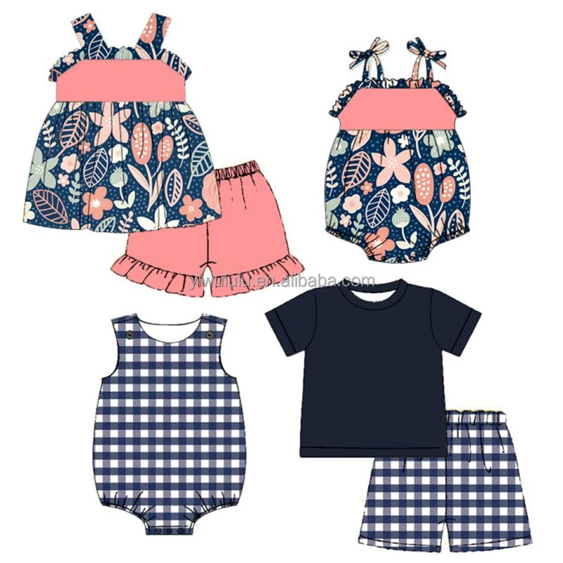 

Family Matching Boy Girls Print Tops Family Look Brother Sisters Outfit Summer Cute Toddler Bubble