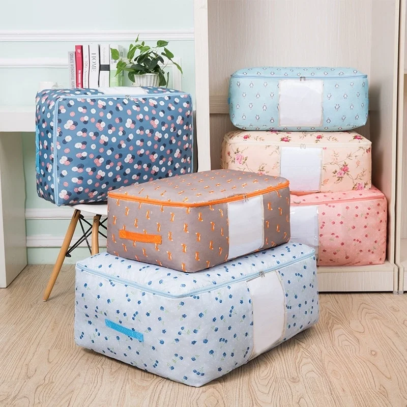 

Large Waterproof Portable Clothes Storage Bag Folding Closet Organizer for Pillow Quilt Blanket Bag Organizer, As shown