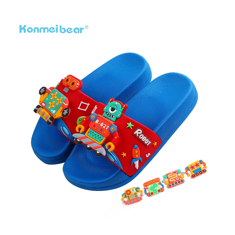 

2021 Flip Flop House Designer Fluffly Soft Pvc Kids Slippers, Pink/blue/yellow