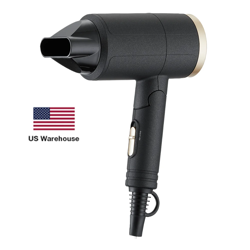 

High quality 2 speed temperature blow dryer and hair dryer ship from us professional foldable hair dryer, Silver dot black glue