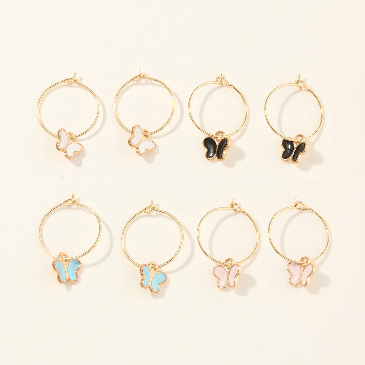 

4 Pairs/Set High Quality Fashion Animal Sweet Color Earrings Jewelry Set Colorful Butterfly Pendant Earring Set For Women Girl
