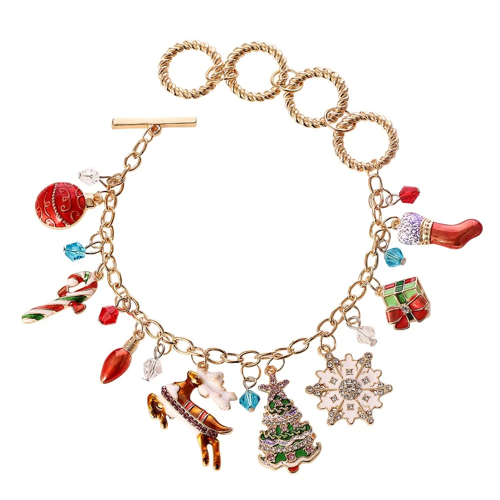 

Christmas Lovely Bling Bling Charm Bracelet Bangle For Gift, Multi