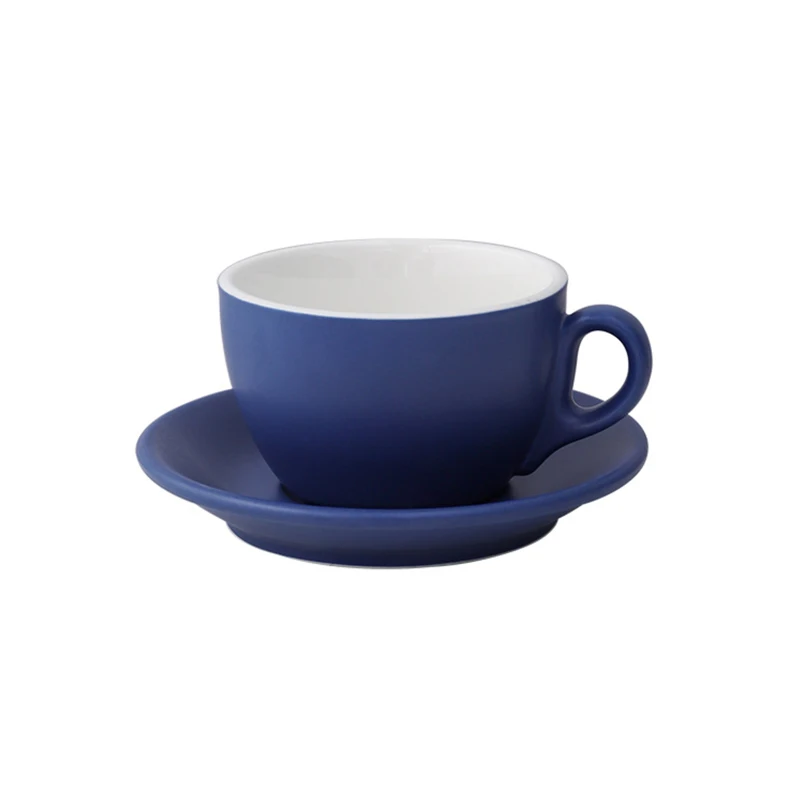 

Wholesale 350ml European Matte Ceramic Cappuccino Latte Coffee Cups With Saucer, Colored