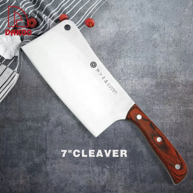 

Yangjiang 7" Cleaver Red Color Molybdenum Vanadium Steel Chopping Knife Chinese kitchen knife