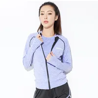 

Running Women Sport Jacket With Zipper Long Sleeve Shirt Plain Yoga Long Sleeve Coat For Ladies