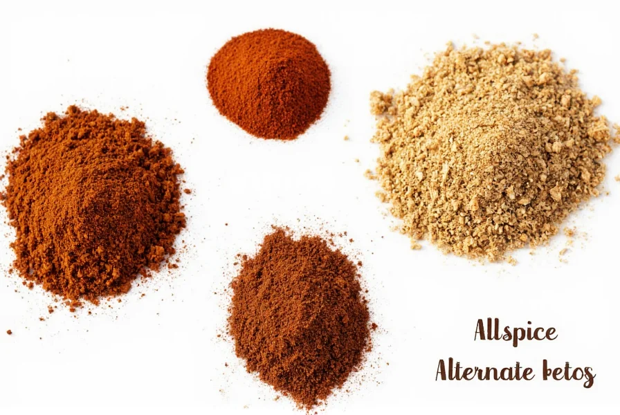 Homemade allspice alternative blend in small bowls showing cinnamon, nutmeg, and cloves measurements for cooking substitution