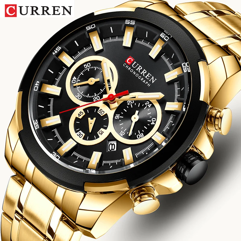 

Free Shipping 2021 CURREN Man WristWatch Waterproof Chronograph Men Watch Military Top Brand Luxury Gold Stainless Steel Watch