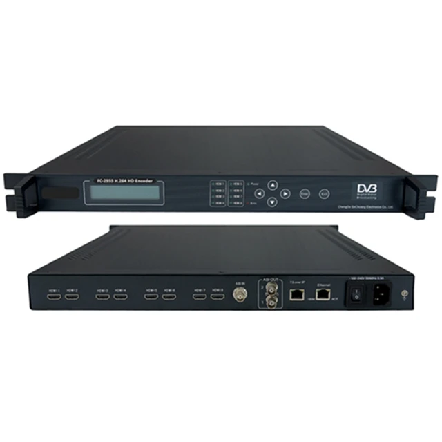 

FMUSER FC-2955 8 Channels H.264 Video HD Encoder For Hotel IPTV System (ASI in, ASI+IP out)