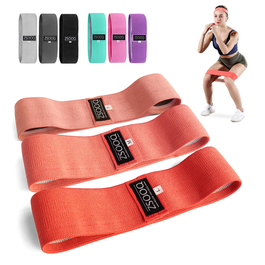 

Custom logo printed fabric women hip band squat exercise 3 level fitness gym resistance band, Support customized color