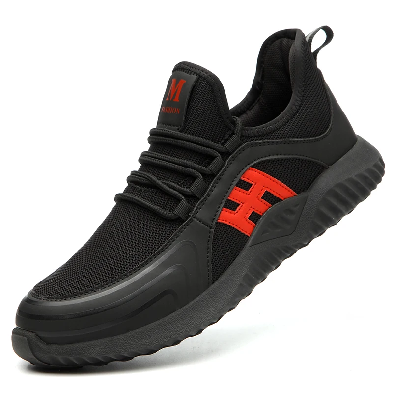 

Low cut fly fabric upper breathable work Steel Toe men work boots heavy duty Safety Shoes, Black/grey/blue