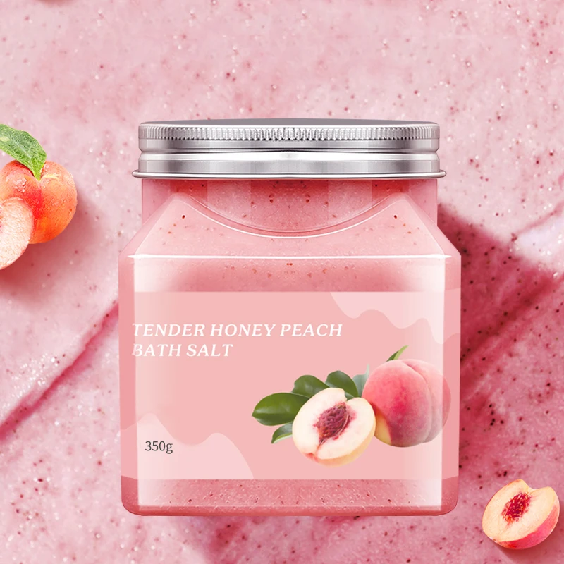 

Private Label Organic peach Sea Bath Salts sugar scrub private label Relaxing Crystal Bath Salt bath scrub salt, Pink