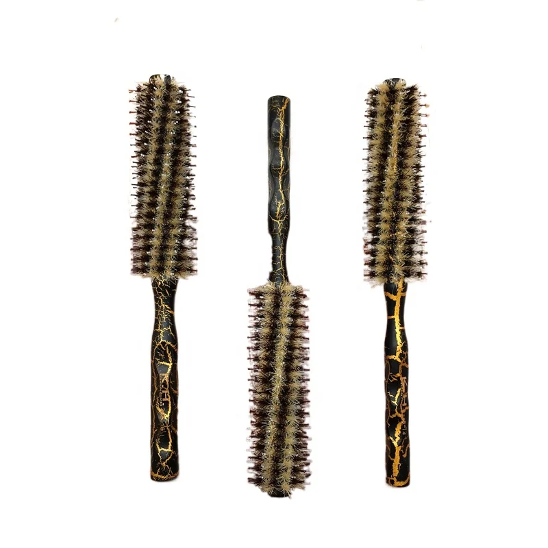 

Professional Leopard Print Round Wooden Brush Boar Bristle Curling Comb for Men