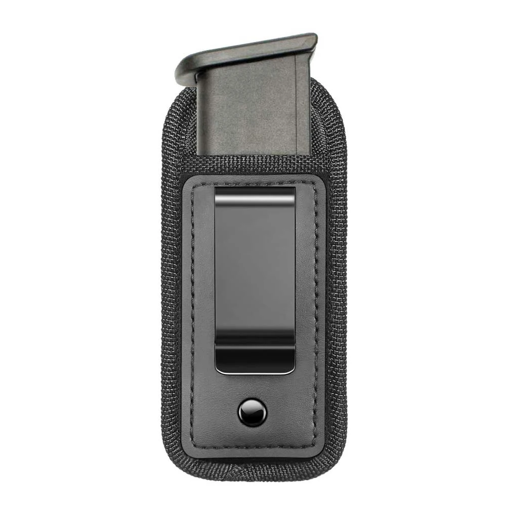 

Tactical Concealed Nylon Magazine Holster 9mm Pouch with Clip for Glock 19 17 Hunting, Black