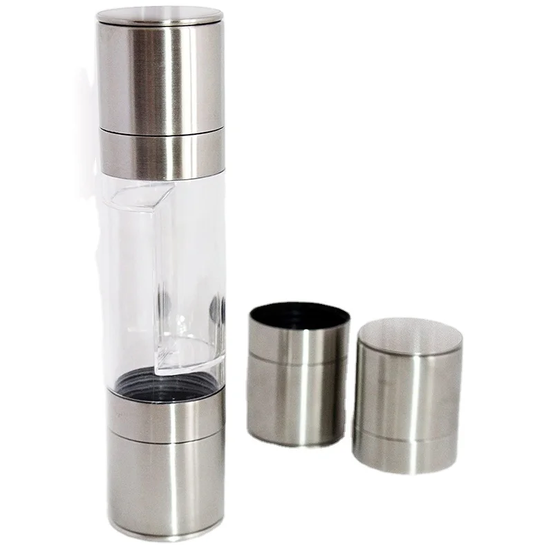 

Wholesale Price Kitchenware Salt Glass Bottle Stainless Steel Manual Grinder Pepper Mill, As picture