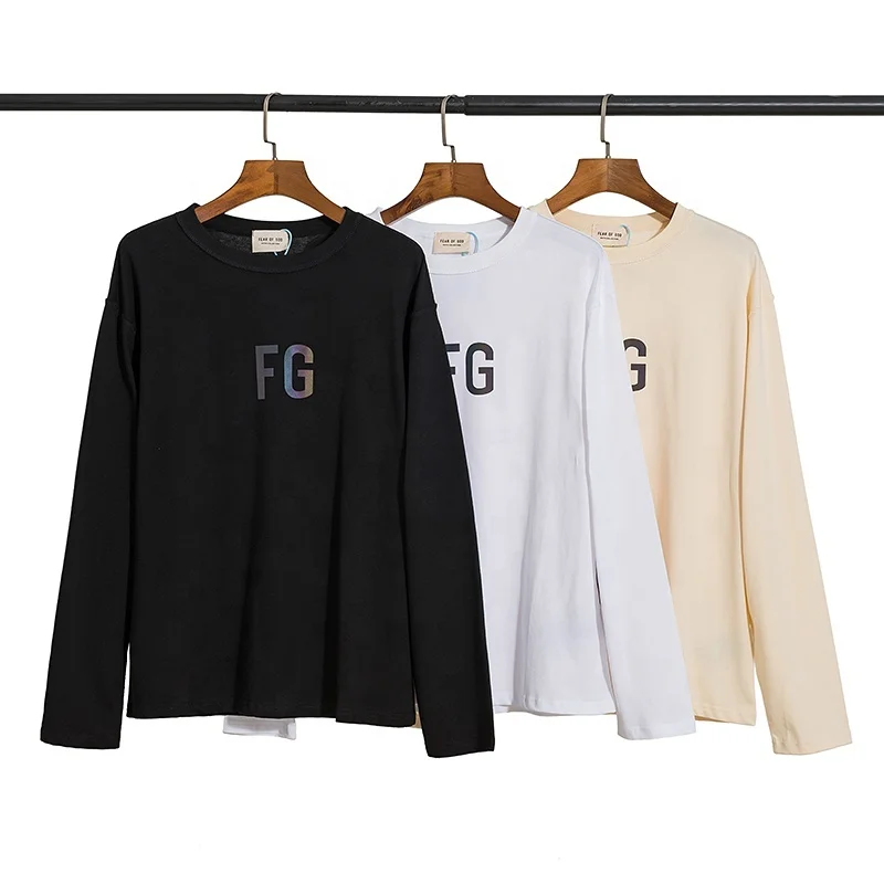 

Season 6 FG reflective long-sleeved T-shirt oversized hip-hop streetwear men's and women's autumn bottoming shirt tops