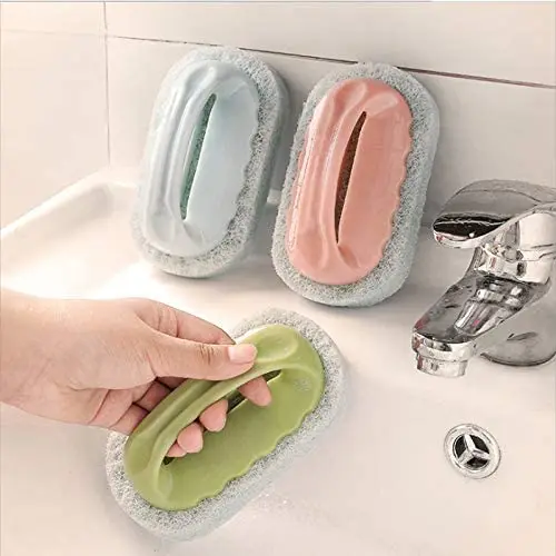 

Bathroom Tile Brush Kitchen Decontamination Brush Pot Washing Magic Sponge Cleaning Brush, Blue/pink /green/white/black