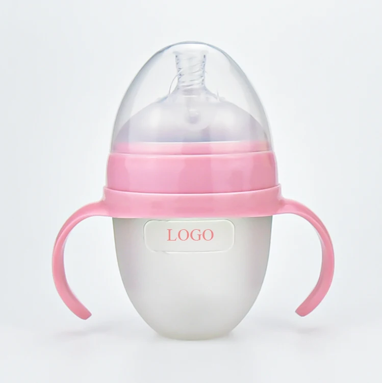 

2022 baby products silicone baby bottle 150ml bpa free baby feeding milk bottles with handles, Customized