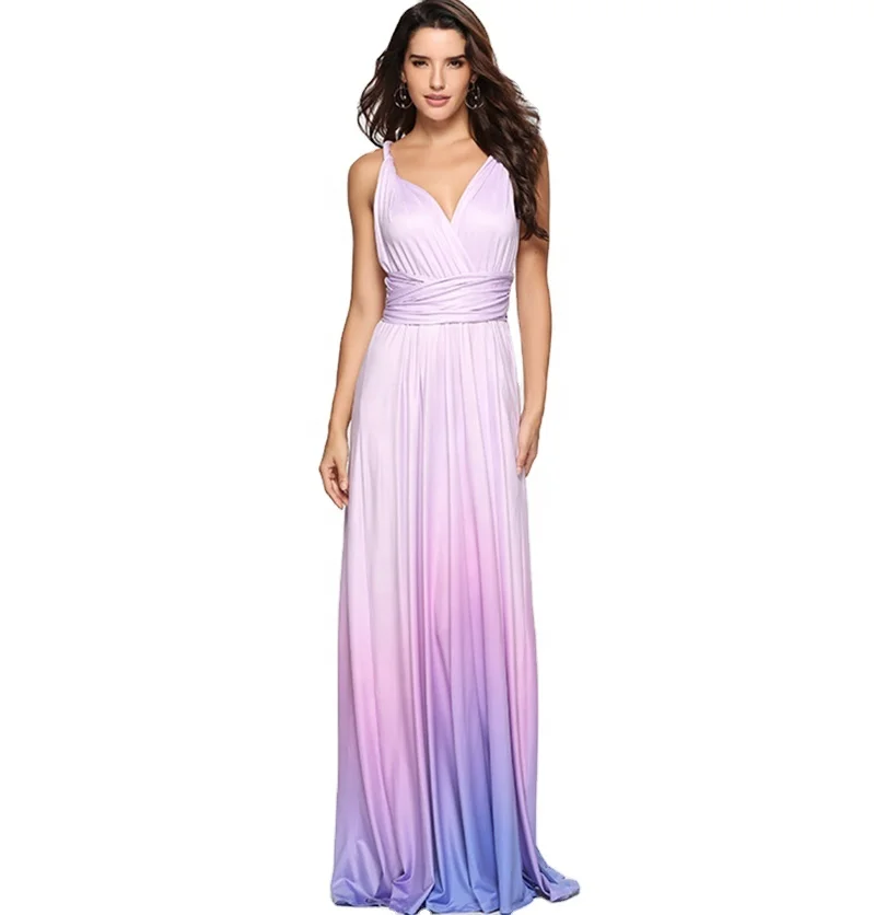 

Wholesale Variety Modeling Cross Halter Sexy Bandage Gradient Color Evening Dress Long Skirt Dress, Picture shows