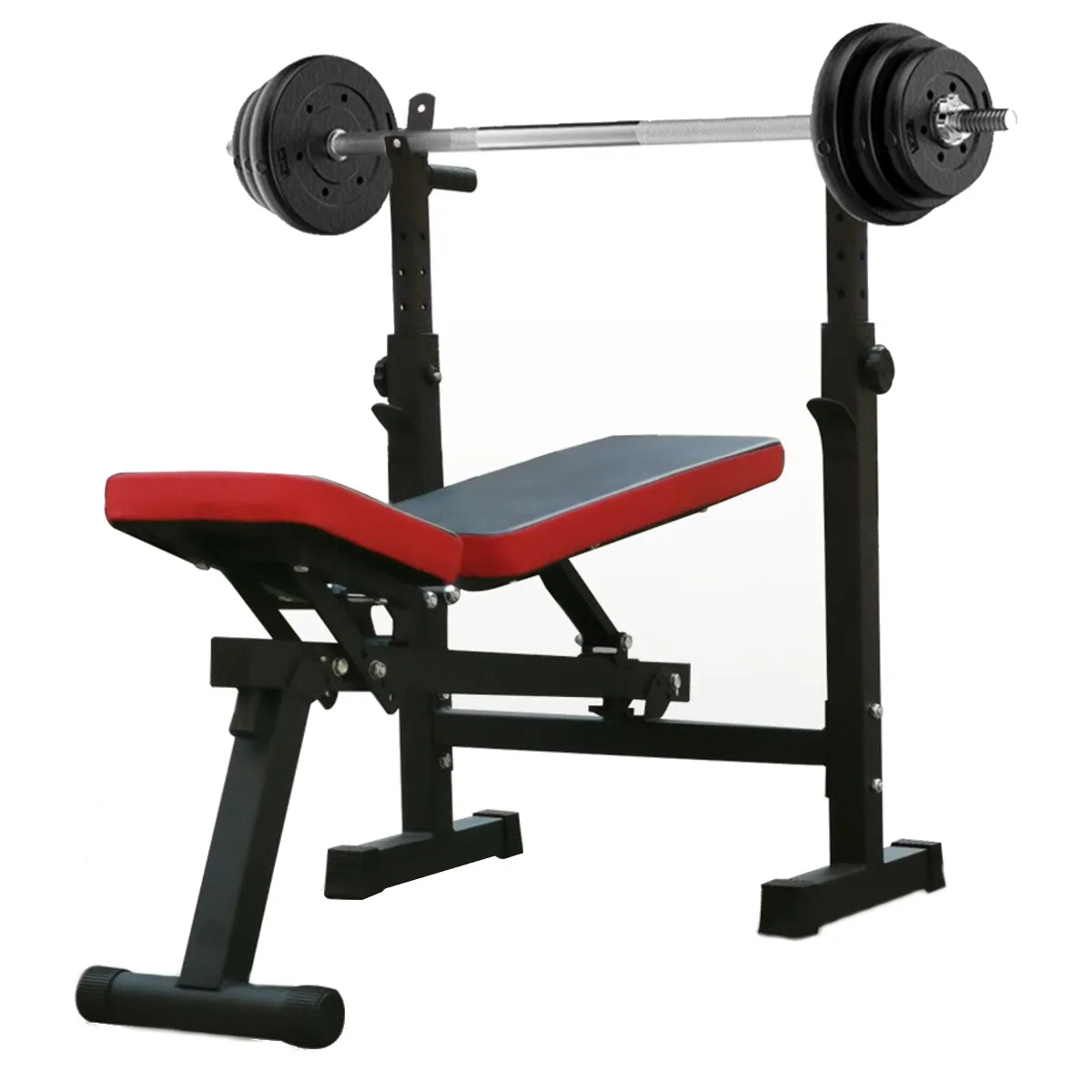 

Fast Lead-time Adjustable-style Weight Bed Folding Bench Press Squat Barbell Lifting Training Bench Bracket Barbell Rack Weigh, Black+red