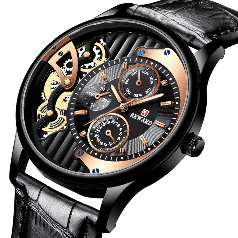 

2020 new Reward watch For Men Luxury Waterproof quartz wristwatch popular leather band Sports men's watches