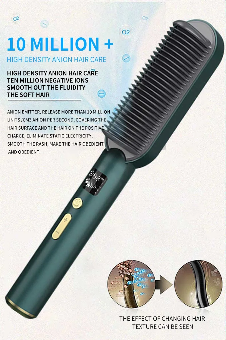 2021最佳质量直发器梳子电动毛刷烘干机直发器高热定型刷离子直发器