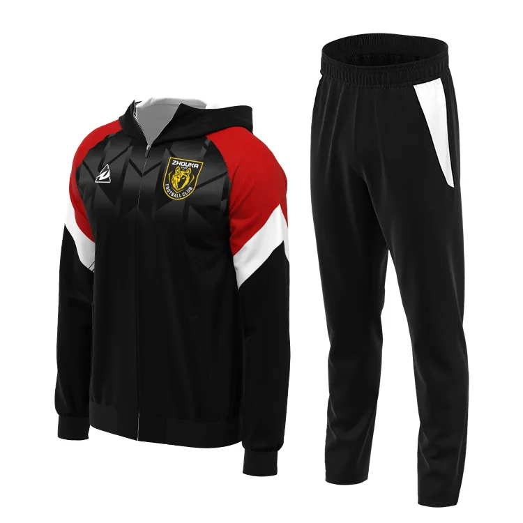 

Wholesale New Style Color Matching Soccer Jacket Custom Design Club Team Logo Sport Soccer Tracksuit Hoodie Jacket