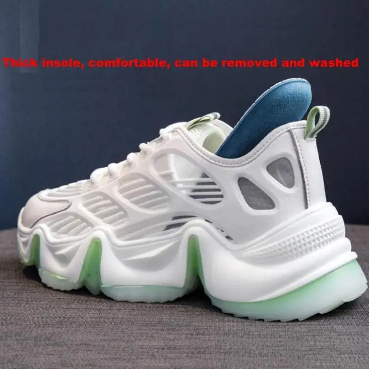 

New fashion sport running sneaker breathable s woman clunky shoes genuine leather casual walking shoes white female ins shoes, Bright color,colorful,make your color sport shoes
