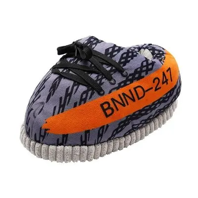 

Wholesale personality comfortable sport style shoes warm plush home slippers drop shipping women warm black fur slippers, White and grey