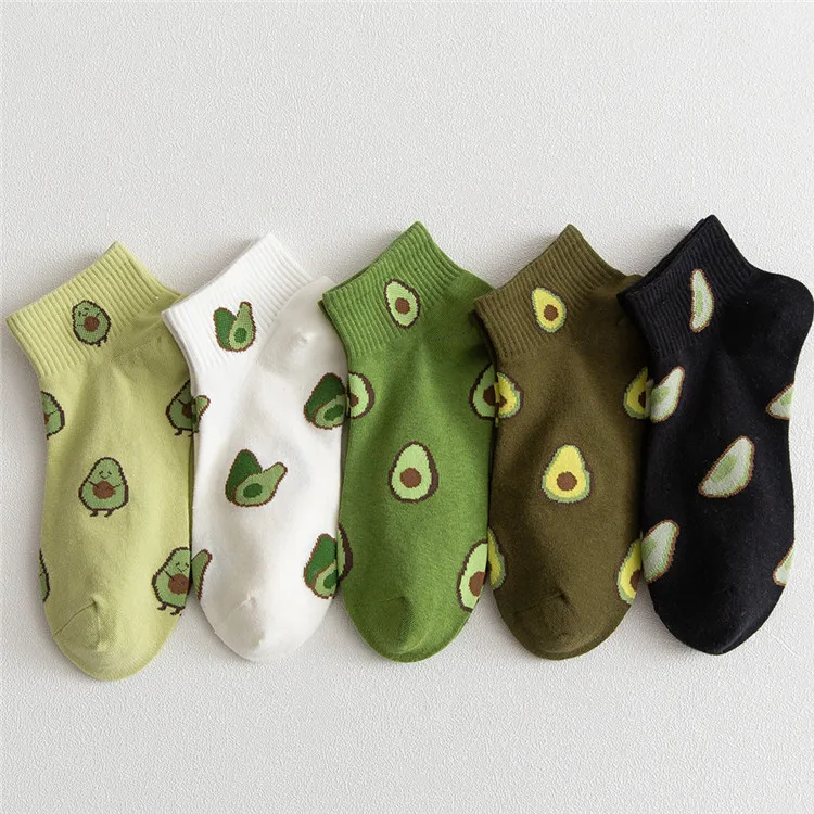 

WIIPU New fashion women's cotton socks green avocado fruit Harajuku women's socks soft and cute Japanese casual girl socks