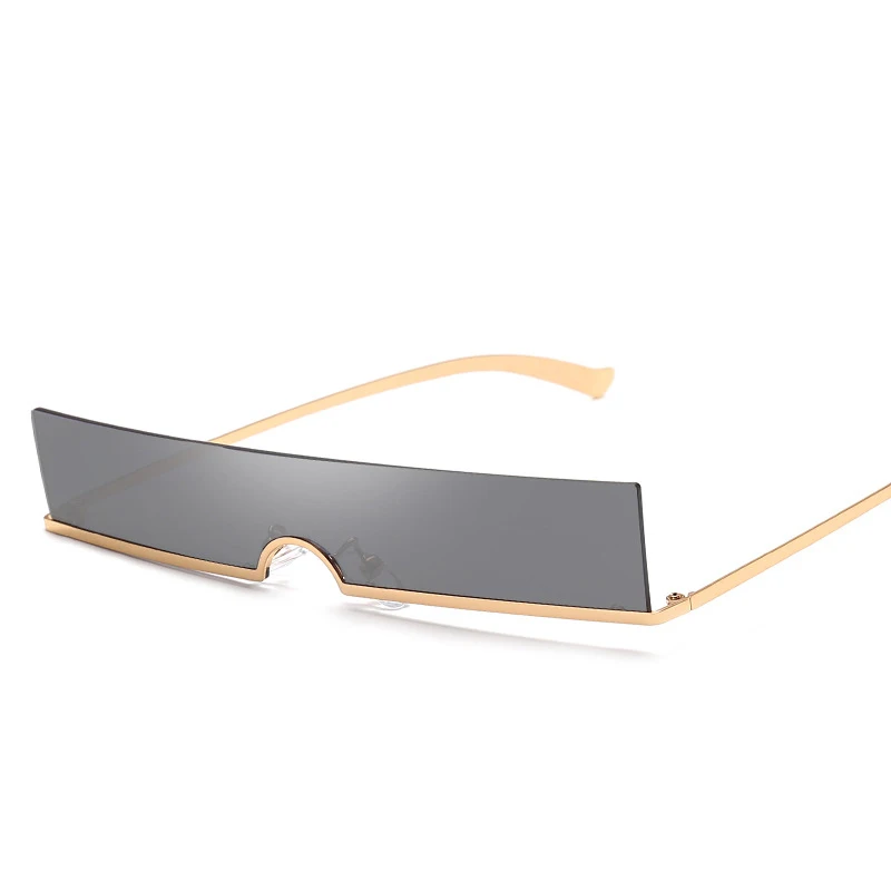 

Metal Frame Sun Glass Mini Rimless Ocean Lens Rectangle One Piece De Sol Women Lady Sunglasses