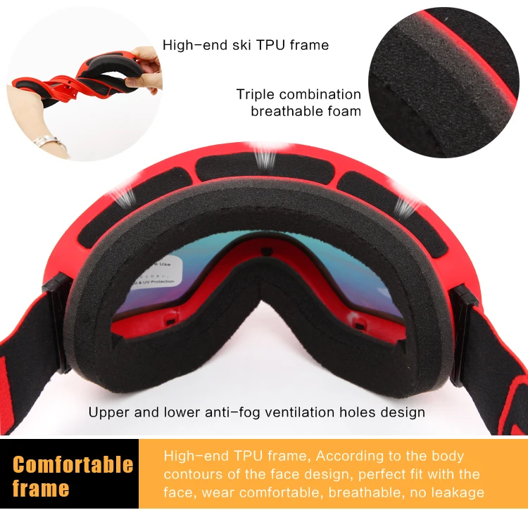 Factory Cheap Ski Goggles Double Lens Snow Goggles Custom Logo