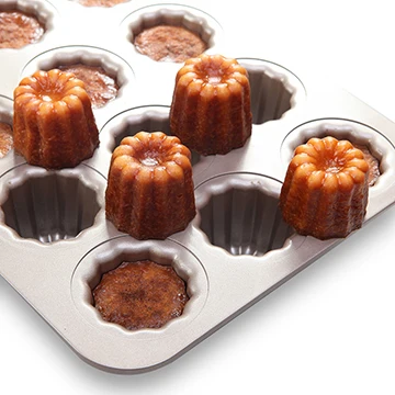 

CHEFMADE 12 Cavities Muffin Pan Non-stick Cannele Molds Baking Pans 12 Cup Non-stick Cannele Mould for Cupcakes, Champagne gold