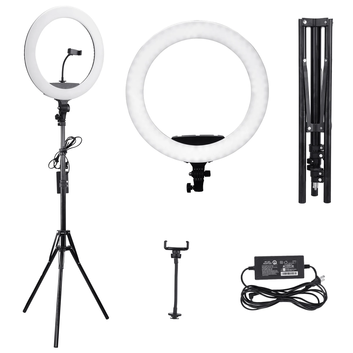 

Portable and lightweight 18 inch ring light rotate with 1.6 reversible tripod stand