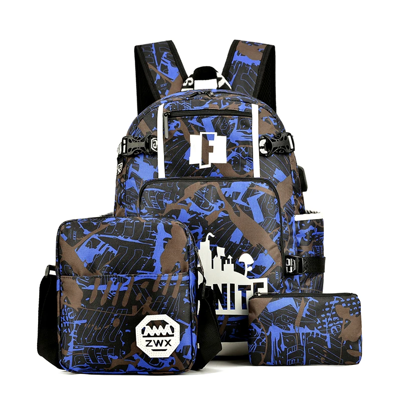

Wholesale Custom Backpack Three-piece New Design book bags Fashion Colorful Luminous Computer Backpack Travel Backpack, Customized color